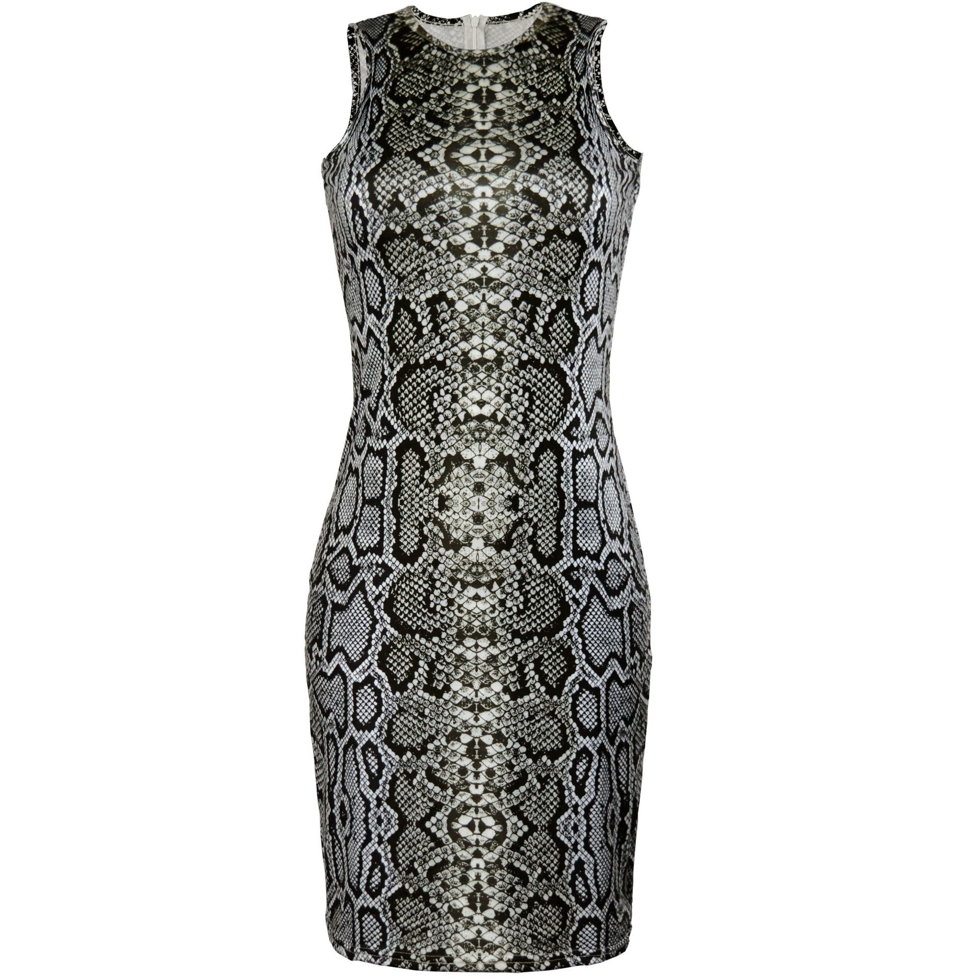 Snake Print Sexy Sheath Sleeveless Bottoming Dress Women Clothing Bella Mia